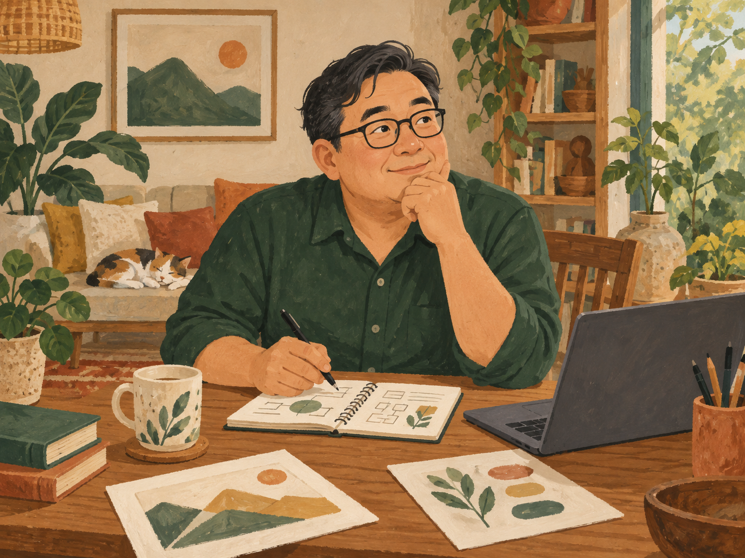 ภาพวาดดิจิทัลเชิงภาพประกอบของคุณพ่อ ไม่ใช่ภาพถ่าย
