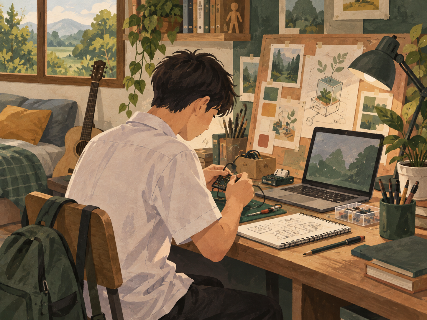 ภาพวาดดิจิทัลเชิงภาพประกอบของลูกชายวัยมัธยมศึกษาปีที่ 5 ไม่ใช่ภาพถ่าย